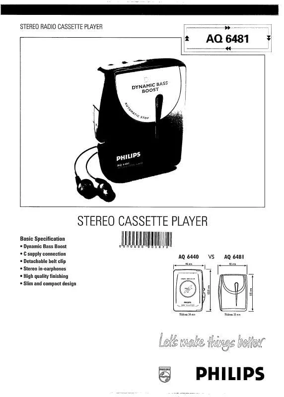 Mode d'emploi PHILIPS AQ6481-01P