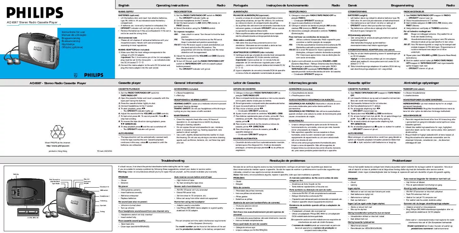 Mode d'emploi PHILIPS AQ6587/00S