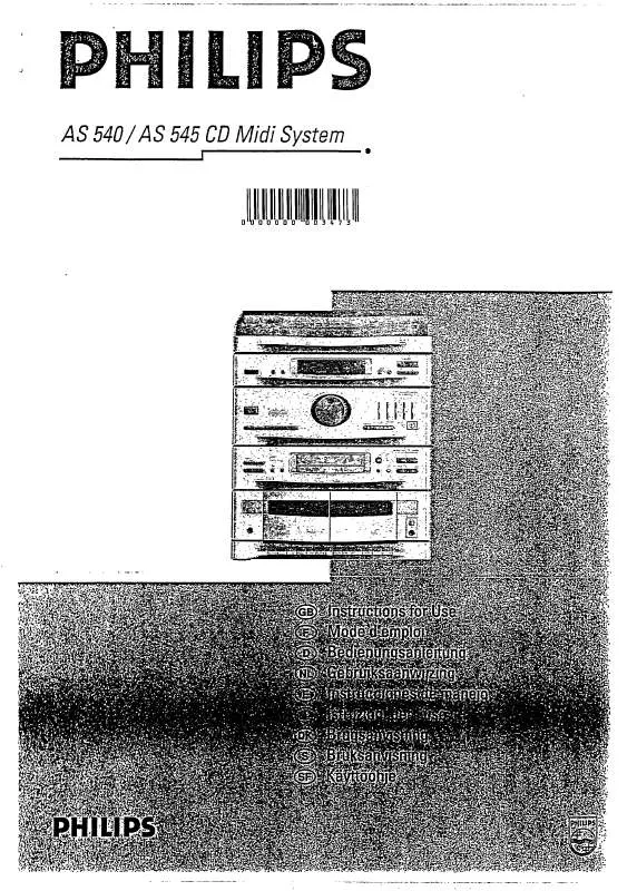 Mode d'emploi PHILIPS AS540/20G