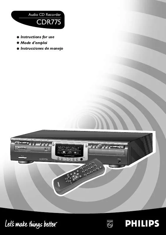 Mode d'emploi PHILIPS AUDIO CDI RECORDER CDR300BK