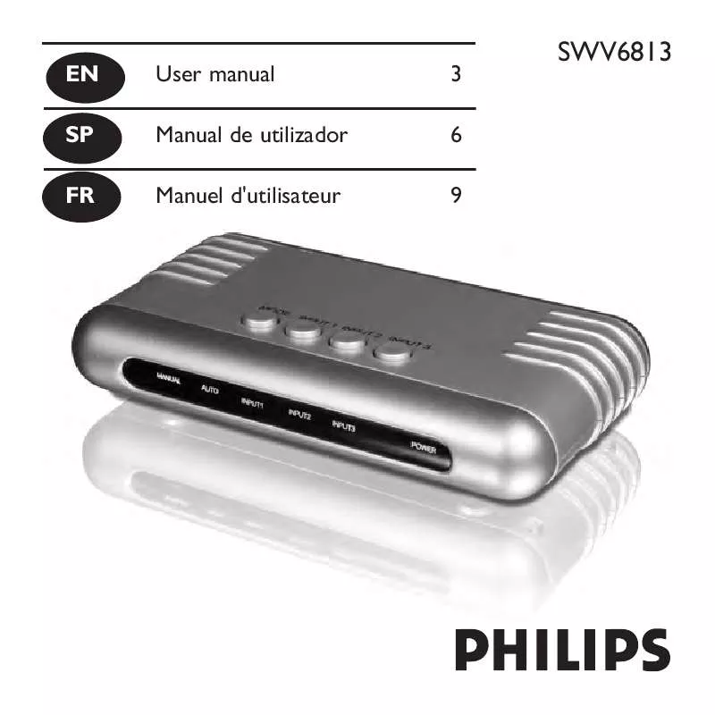 Mode d'emploi PHILIPS AUTOMATIC 3 INPUTS-1 OUTPUT HDMI SWITCHER SWV6813