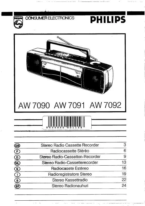 Mode d'emploi PHILIPS AW7092