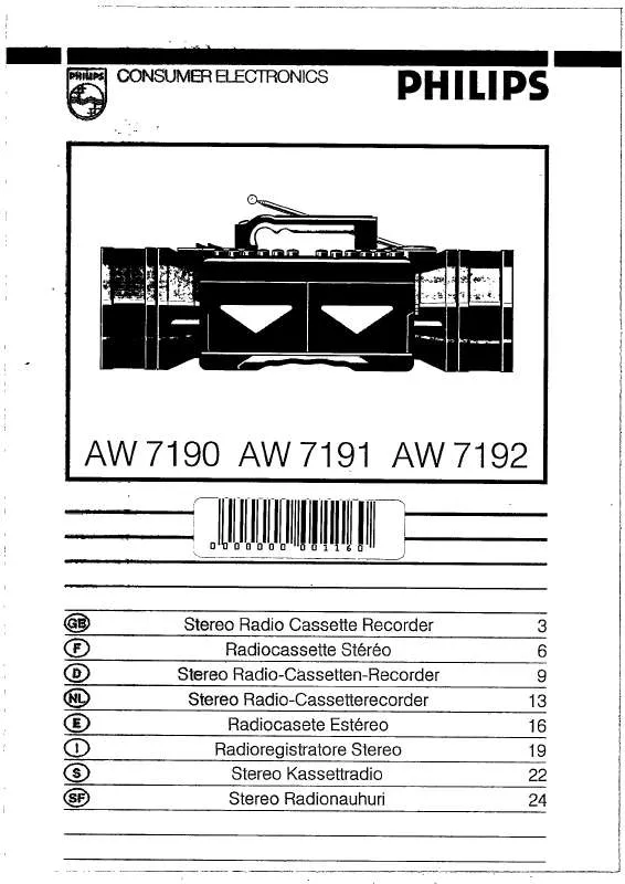 Mode d'emploi PHILIPS AW7190