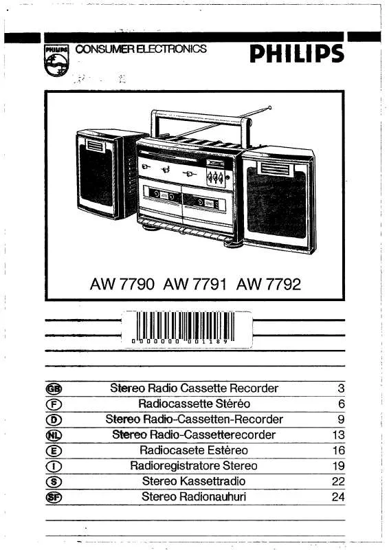 Mode d'emploi PHILIPS AW7791