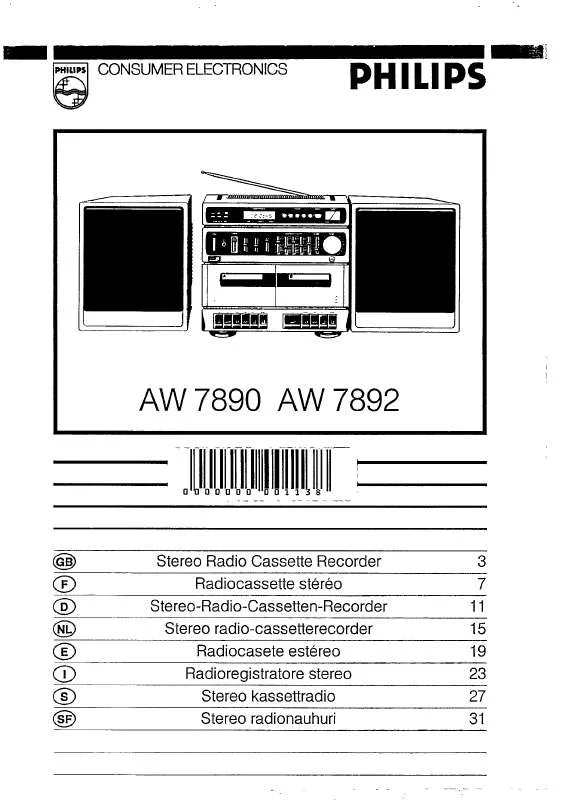 Mode d'emploi PHILIPS AW7892