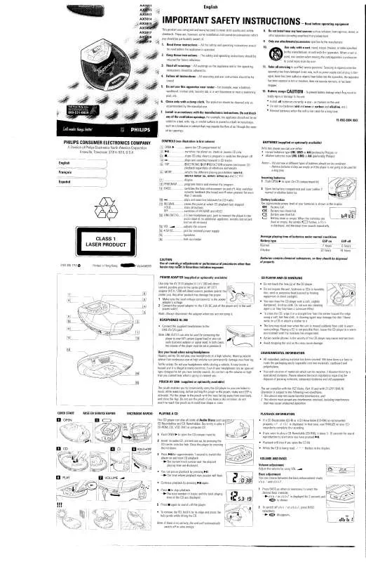 Mode d'emploi PHILIPS AX5011