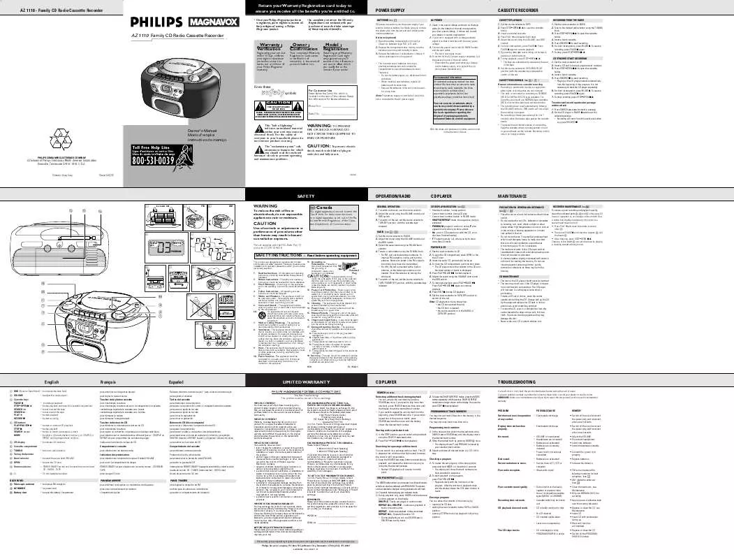 Mode d'emploi PHILIPS AZ1111