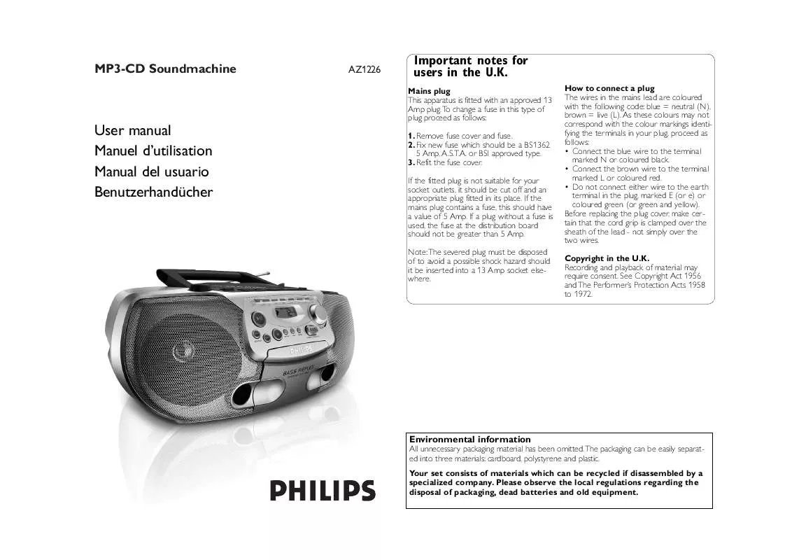 Mode d'emploi PHILIPS AZ1226/00C