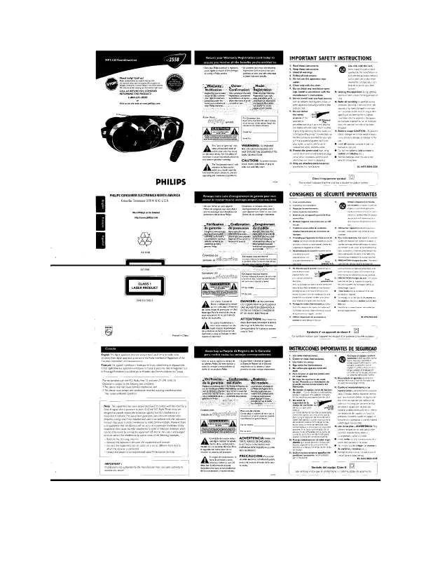 Mode d'emploi PHILIPS AZ2558/17B