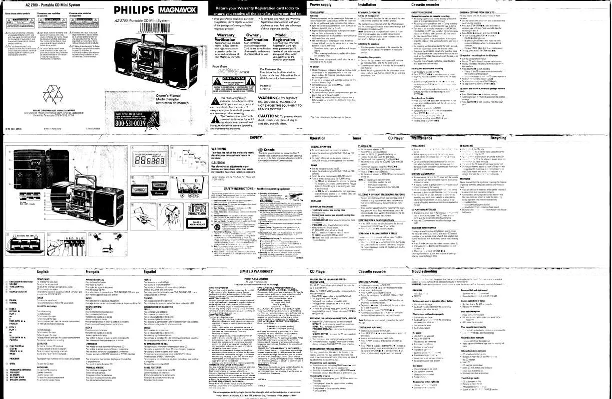 Mode d'emploi PHILIPS AZ2700