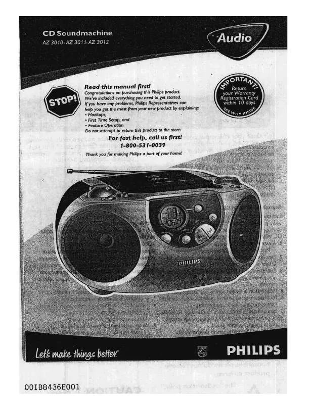 Mode d'emploi PHILIPS AZ3012-00C