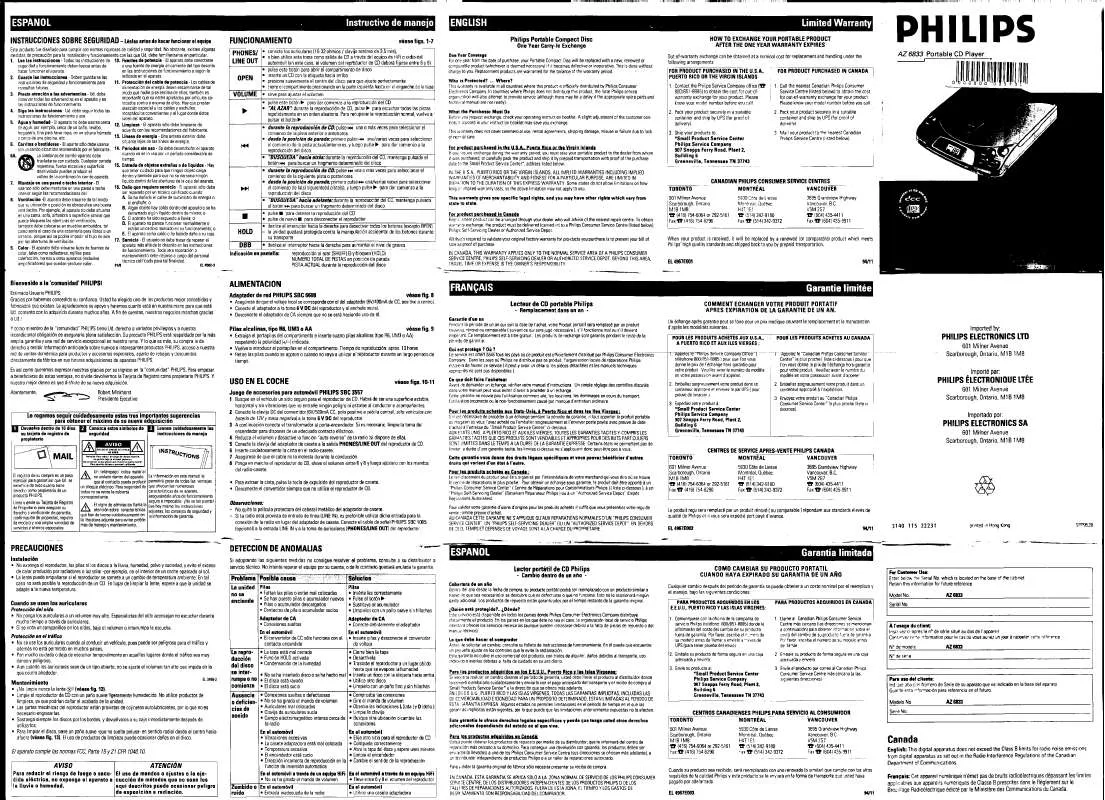 Mode d'emploi PHILIPS AZ6833