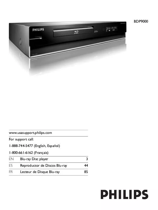 Mode d'emploi PHILIPS BLU-RAY DISC PLAYER BDP9000