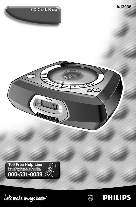 Mode d'emploi PHILIPS CD CLOCK RADIO AJ3935