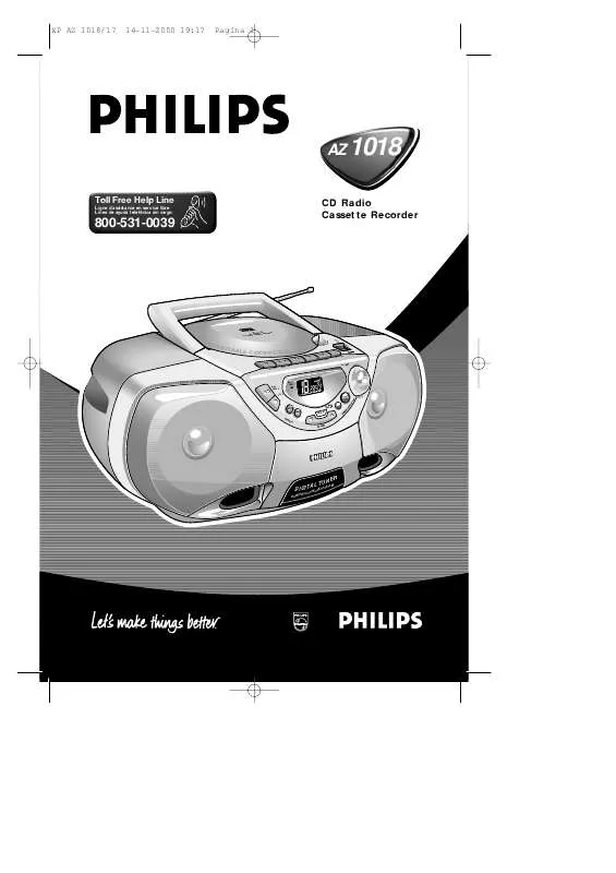 Mode d'emploi PHILIPS CD RADIO CASSETTE RECORDER AZ1018