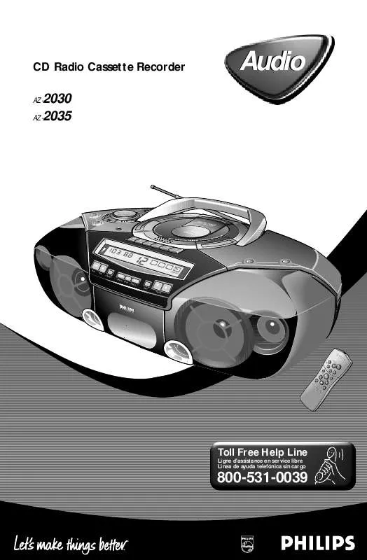 Mode d'emploi PHILIPS CD RADIO CASSETTE RECORDER AZ2035