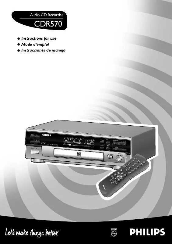 Mode d'emploi PHILIPS CD RECORDER CDR570BK