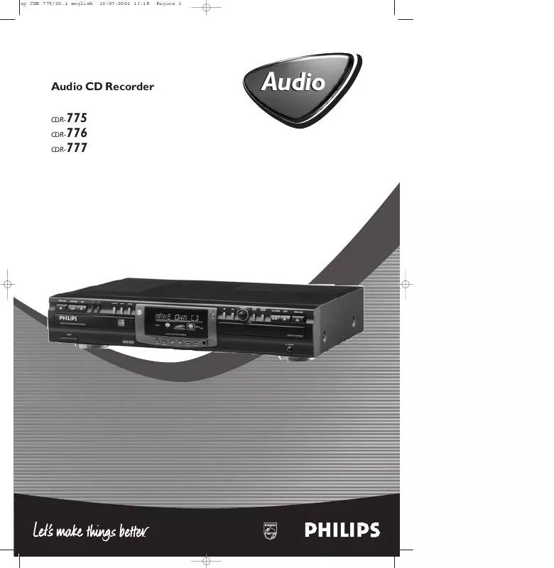 Mode d'emploi PHILIPS CD RECORDER CDR775BK