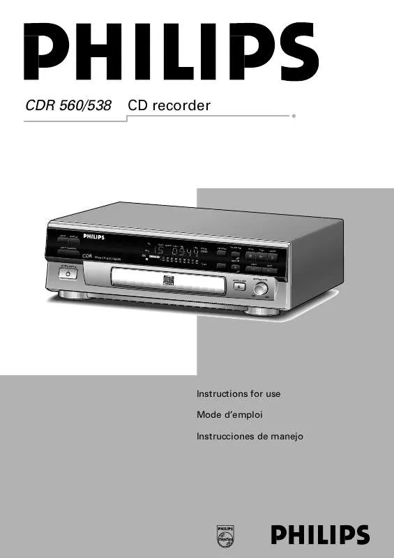 Mode d'emploi PHILIPS CD RECORDER MINI CDR560BK