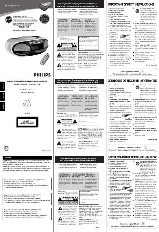 Mode d'emploi PHILIPS CD SOUNDMACHINE DYNAMIC BASS BOOST AZ1300