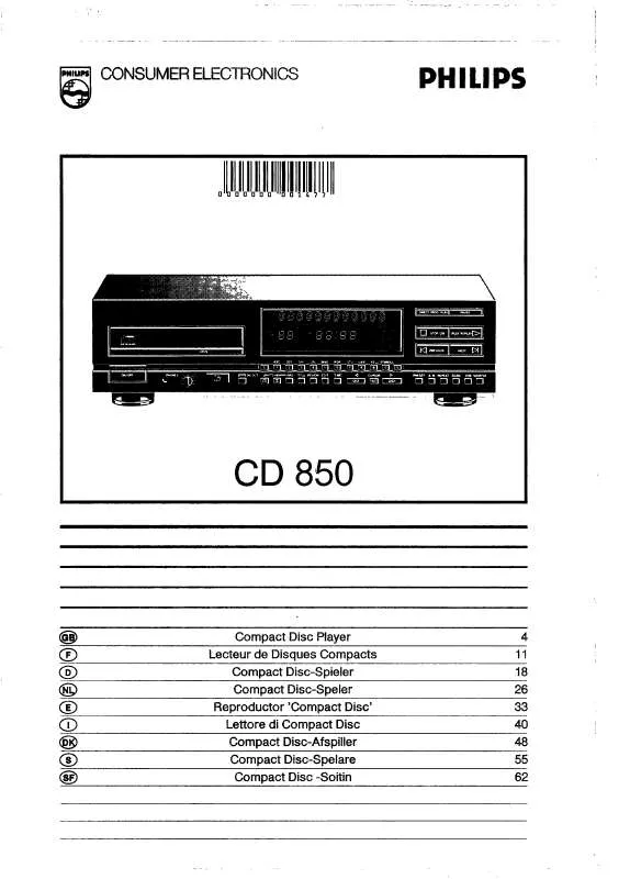 Mode d'emploi PHILIPS CD850