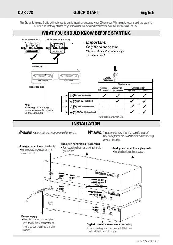 Mode d'emploi PHILIPS CDR778-10C