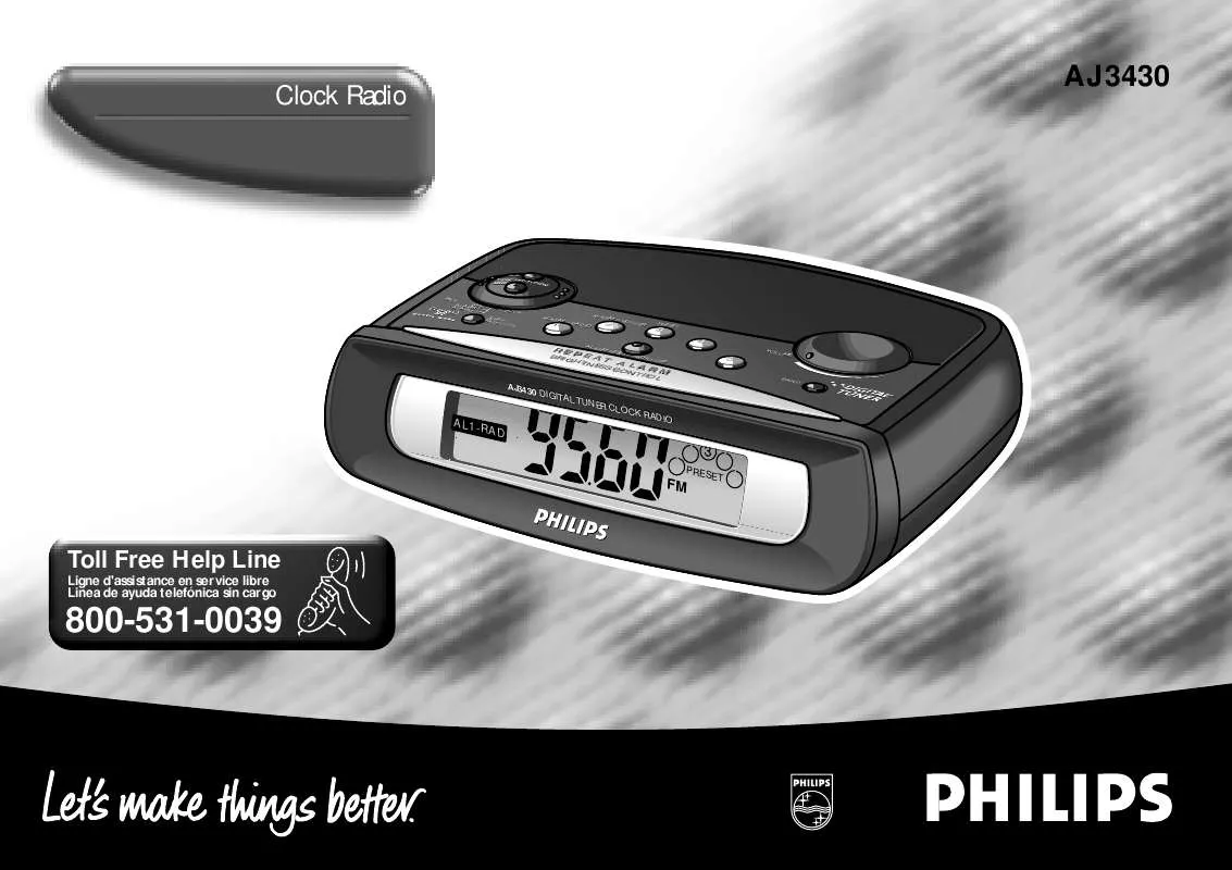 Mode d'emploi PHILIPS CLOCK RADIO AJ3430