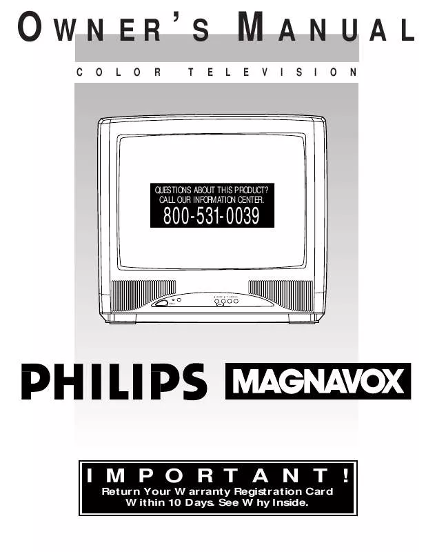 Mode d'emploi PHILIPS COLOR TV 19 INCH PORTABLE 19PR15C