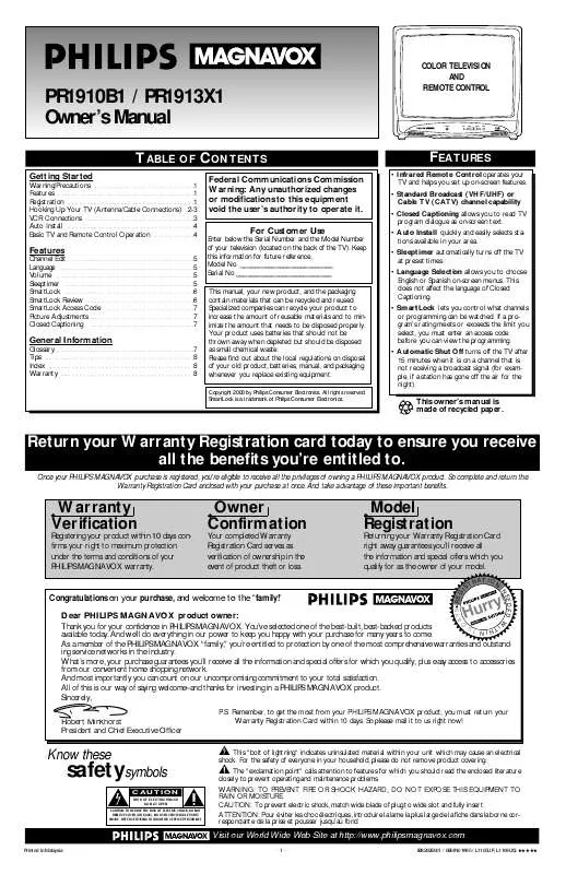 Mode d'emploi PHILIPS COLOR TV PR1910B