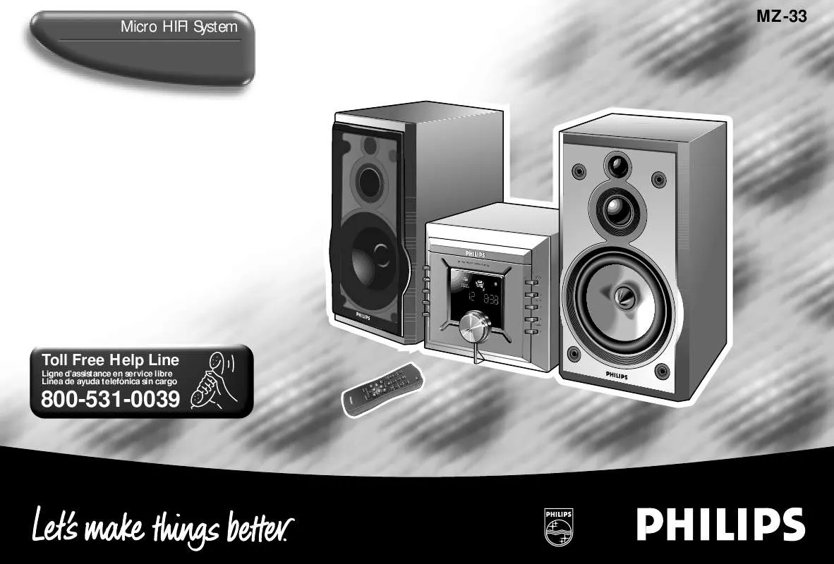 Mode d'emploi PHILIPS COMPACT HI-FI SYSTEM MZ33