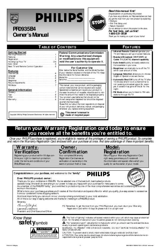 Mode d'emploi PHILIPS CTV 9I PR0935X