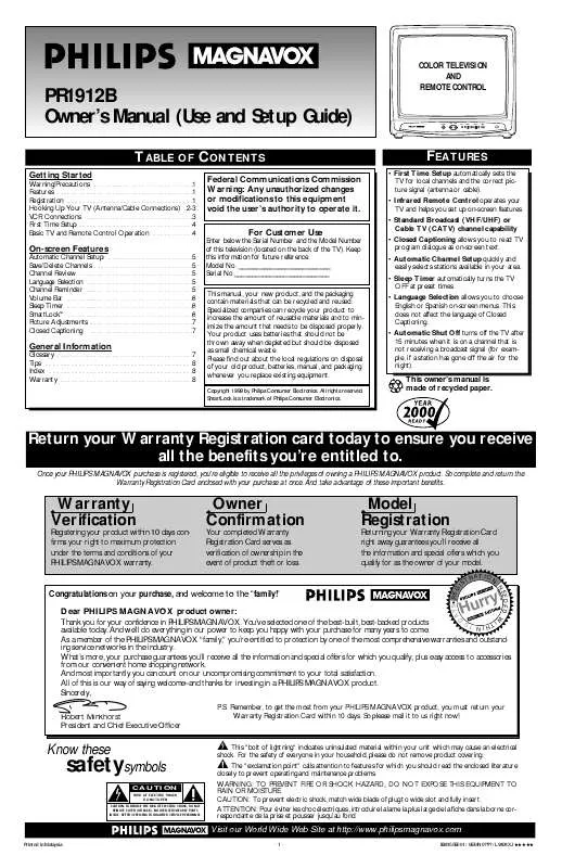 Mode d'emploi PHILIPS CTV PR1912B