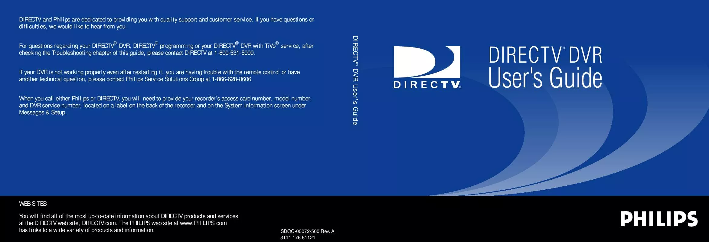 Mode d'emploi PHILIPS DIRECTTV TERMINALS-RETAIL DSR7000R