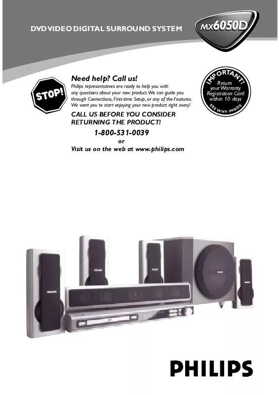 Mode d'emploi PHILIPS DVD HOME THEATER SYSTEM EASY-FIT-CONNECTORS MX6050D