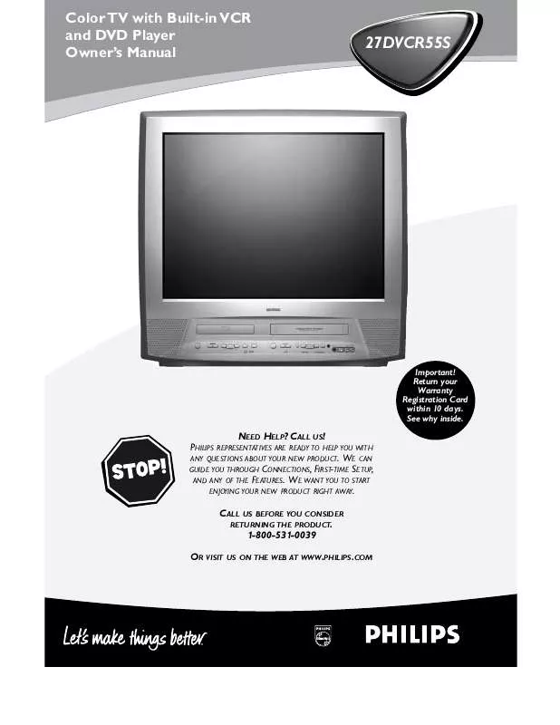 Mode d'emploi PHILIPS DVD PLAYER 27DVCR55S