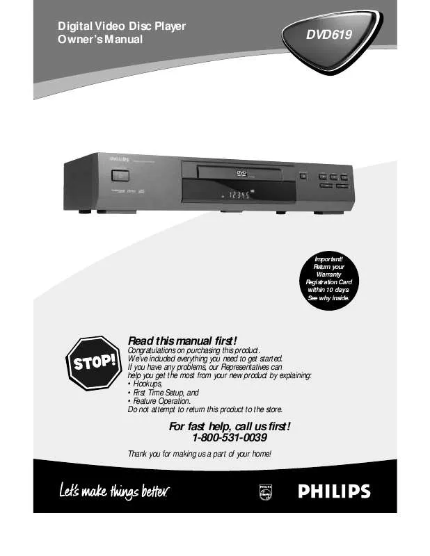 Mode d'emploi PHILIPS DVD PLAYER DVD619AT