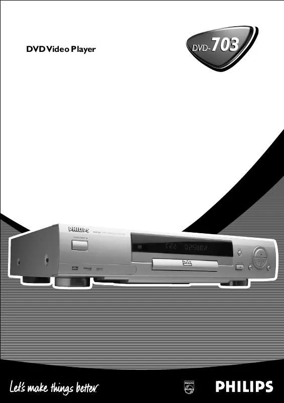 Mode d'emploi PHILIPS DVD VIDEO PLAYER W-MP3 PLAYBACK DVD703AT