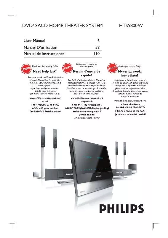 Mode d'emploi PHILIPS DVD-SACD HOME THEATER SYSTEM HTS9800W