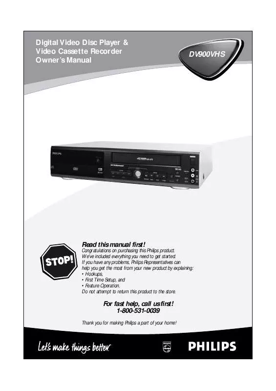 Mode d'emploi PHILIPS DVD-VCR PLAYER DV900VHS