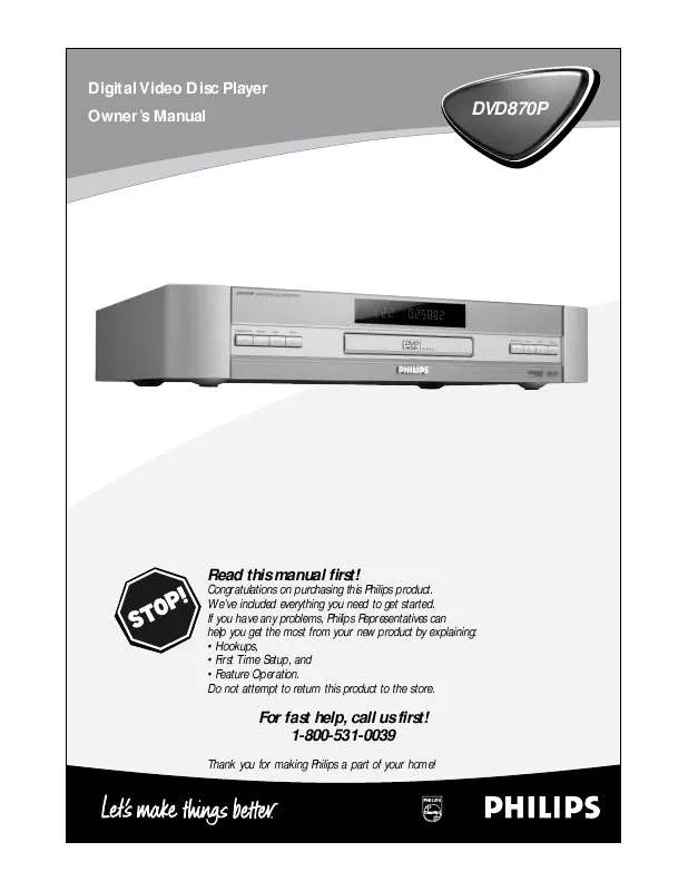 Mode d'emploi PHILIPS DVD870L-001