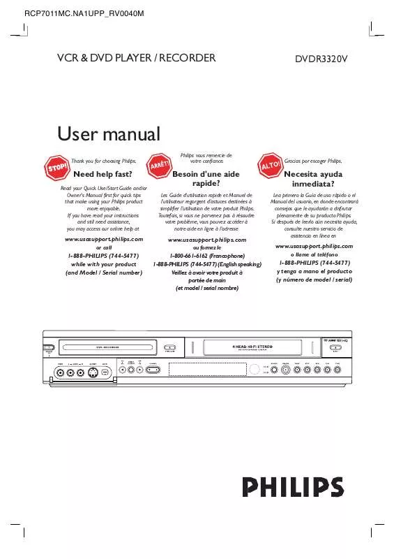 Mode d'emploi PHILIPS DVDR3320V-37B