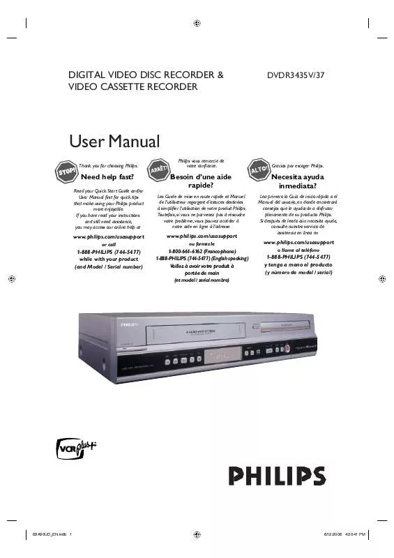 Mode d'emploi PHILIPS DVDR3435V/37B