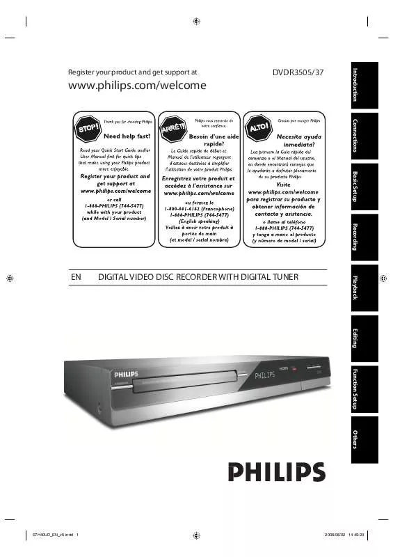 Mode d'emploi PHILIPS DVDR3505-37