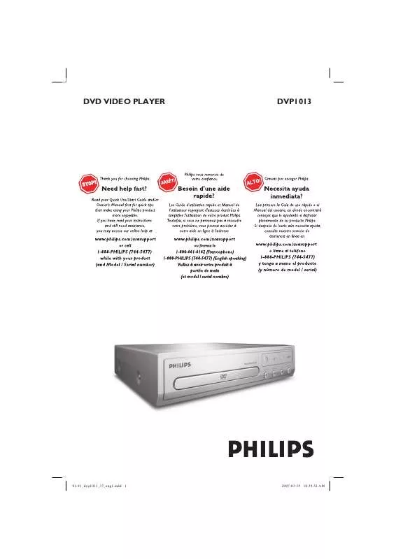 Mode d'emploi PHILIPS DVP1013-37B