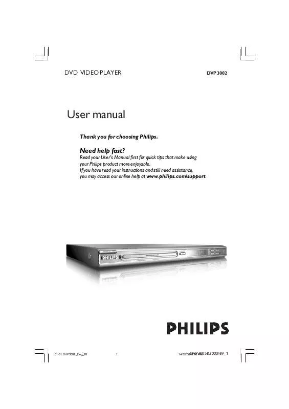 Mode d'emploi PHILIPS DVP3002