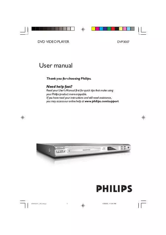 Mode d'emploi PHILIPS DVP3007