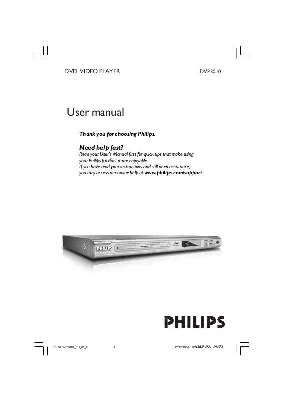 Mode d'emploi PHILIPS DVP3010