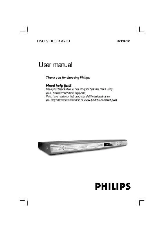 Mode d'emploi PHILIPS DVP3012