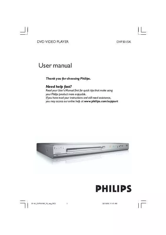 Mode d'emploi PHILIPS DVP3015K