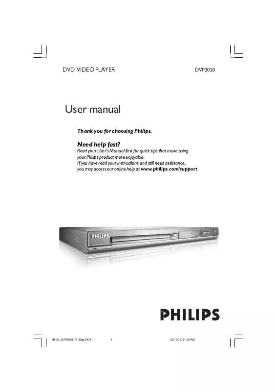 Mode d'emploi PHILIPS DVP3020